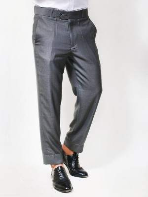 Men's Dress Pant Trouser Formal Metal Grey