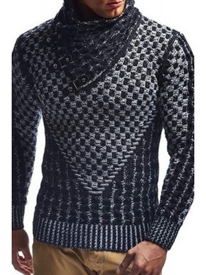 Pullover Turtleneck Jacquard Sweater
